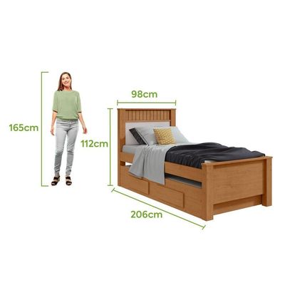 Cama Solteiro Bibox 2 Gavetas Athenas - Lopas Amendoa Clean/off White.