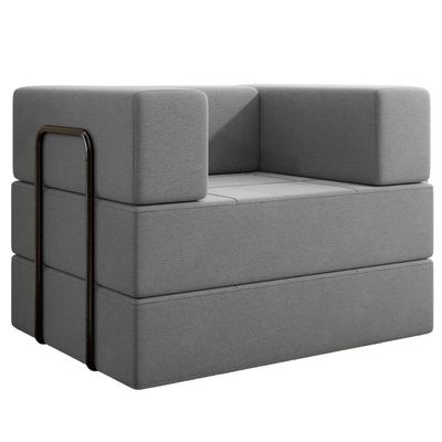 Poltrona Cama Modular 90 Cm Monaco Linho Cinza Vconcept Cinza