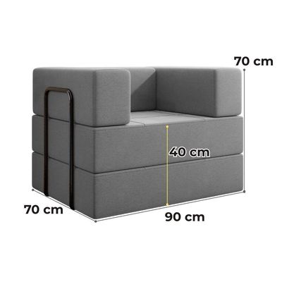 Poltrona Cama Modular 90 Cm Monaco Linho Cinza Vconcept Cinza