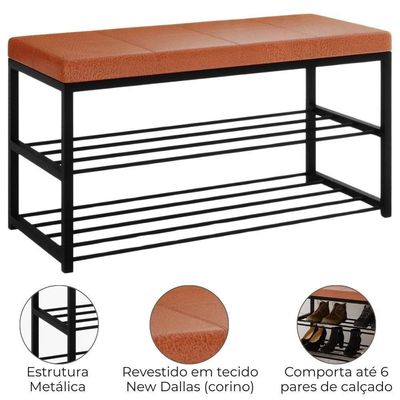 Sapateira 02 Prateleiras Industrial Elegance Corino New Dallas Vconcept New Dallas