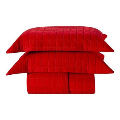 Kit Colcha Matelassê Percal 300 Fios Basic Casal 07 Peças 100% Poliéster - Vermelho Lady