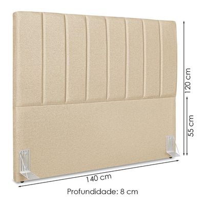 Cabeceira E Recamier Bau Casal 140 Cm Dalia Linho Bege Artte Bege