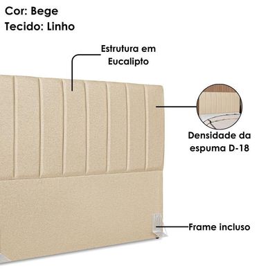 Cabeceira E Recamier Bau Casal 140 Cm Dalia Linho Bege Artte Bege