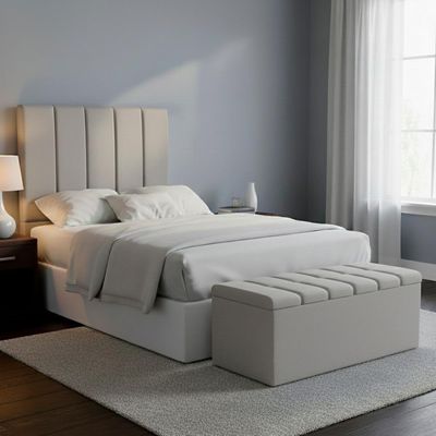 Cabeceira E Recamier Bau Solteiro 100 Cm Dalia Linho Cinza Artte Cinza