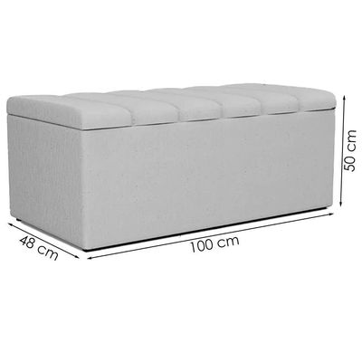 Cabeceira E Recamier Bau Solteiro 100 Cm Dalia Linho Cinza Artte Cinza