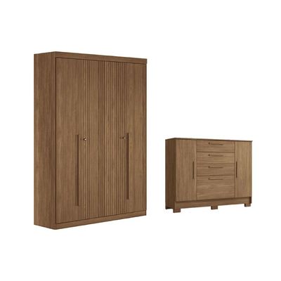 Quarto Completo Modu +Cômoda QC341 Jatobá - Santos Andirá