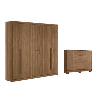 Quarto Completo Modu 2 Peças (1GuardaRoupa+1Cômoda) QC376 Jatobá - Santos Andirá