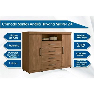 Quarto Completo Modu 2 Peças (1GuardaRoupa+1Cômoda) QC357 Jatobá - Santos Andirá
