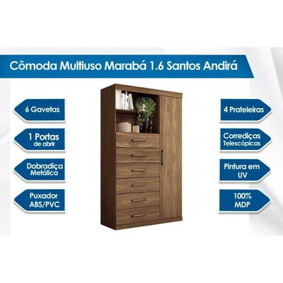 Quarto Completo Modu +Cômoda QC343 Jatobá/Grafite - Santos Andirá