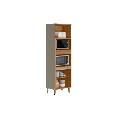 Módulo Cozinha Linea Allure Allure c/ 4 Portas e 2 Nichos 70cm Jequitiba/Gris Linea Brasil