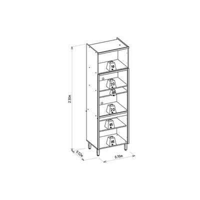 Módulo Cozinha Linea Allure Allure c/ 4 Portas e 2 Nichos 70cm Jequitiba/Gris Linea Brasil