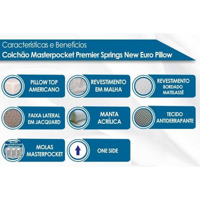 Colchão Casal Molas Ensacadas Masterpocket Premier Springs New Euro Pillow (138x188x34) - Probel