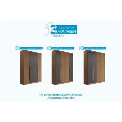 Quarto Completo Modu +Cômoda QC345 Jatobá/Grafite - Santos Andirá