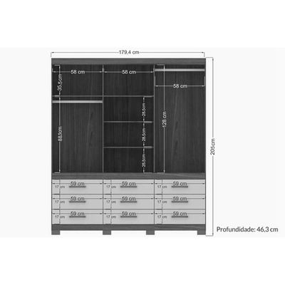 Quarto Completo Modu Guarda Roupa+Cômoda QC420 Jatobá - Santos Andirá