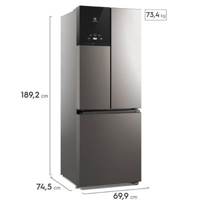 Geladeira Electrolux Frost Free Inverter 480L Efficient AutoSense 3 Portas Inox Look (IM7S) 127V