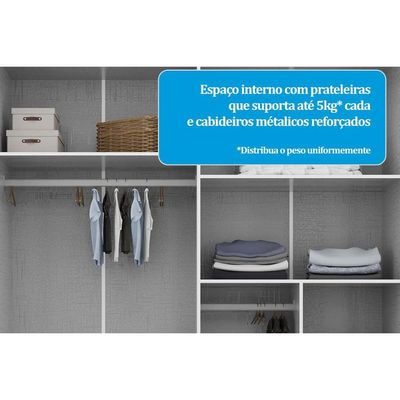 Guarda Roupa Bebê c/ 4 Portas (2 Cristal) e 4 Gavetas Êlo Branco/Amendoa - Peroba