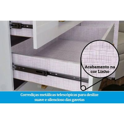 Guarda Roupa Bebê c/ 4 Portas (2 Cristal) e 4 Gavetas Êlo Branco/Amendoa - Peroba