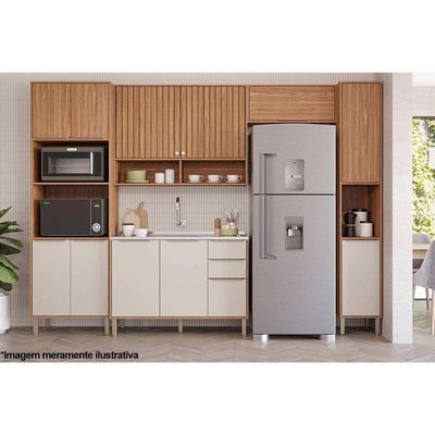 Balcão Cozinha Modulado Celeste c/ 3 Portas e 2 Gavetas s/Tampo 120cm Cinamomo/Platina MGM