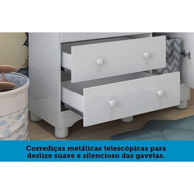 Guarda Roupa 3 Portas c/ e 3 Gavetas Júnior Branco/Amendoa - Peroba
