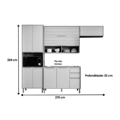 Cozinha Modulada MGM 4 Peças Esplêndida C4P182 Cinamomo/Titanium