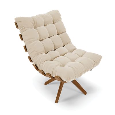 Poltrona Giratória Costela Suede Branco Base Madeira MA25 D'Rossi