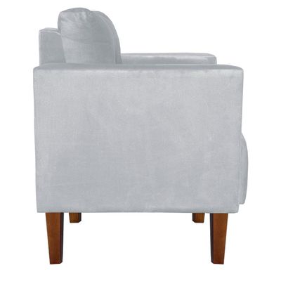 Poltrona Sala Decorativa Livia Pé Madeira Castanho Suede Cinza M11 - D'Rossi