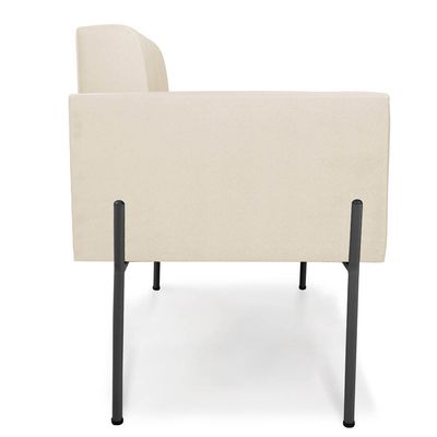 Poltrona Sala Decorativa Kit 2 Elisa Pé Aço Lateral Preto Sintético PU Bege D03 - D'Rossi