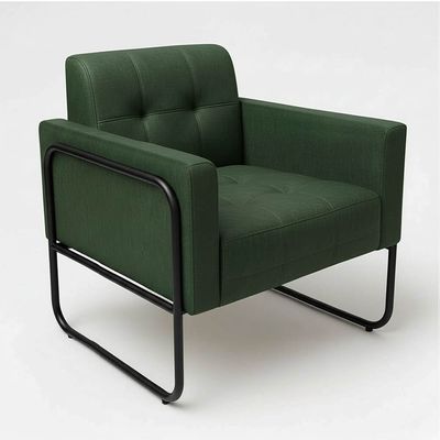 Poltrona Sala Decorativa Kit 2 Elisa Base Tubular Alta Preta Sintético PU Verde D03 - D'Rossi