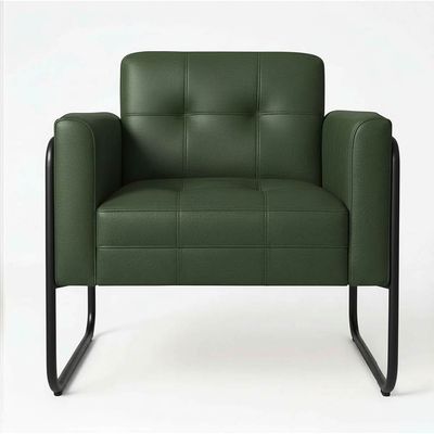 Poltrona Sala Decorativa Kit 2 Elisa Base Tubular Alta Preta Sintético PU Verde D03 - D'Rossi