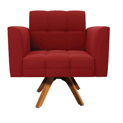 Poltrona Sala Decorativa Kit 2 Elisa Giratória Castanho MM30 Veludo Marsala D03 - D'Rossi