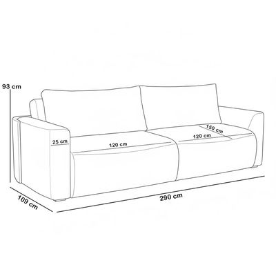 Sofá Cama Retrátil 4 Lugares Para Sala 290cm Tâmisa L06 Couríssimo Marrom Castanho - Lyam Decor