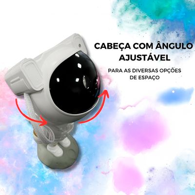 Projetor de Estrelas Luminária Astronauta USB – Céu Estrelado Giratório para Quarto e Sala Led Decoração