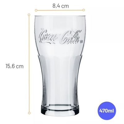 Copo Contour Coca Cola Transparente 470ml 6 Unidades - Nadir 7050