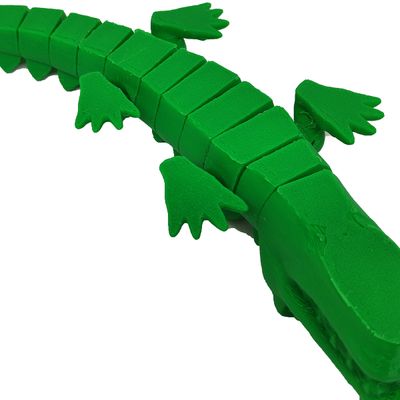 Jacaré Articulado em Impressão 3D para Decoração e Brinquedo Verde