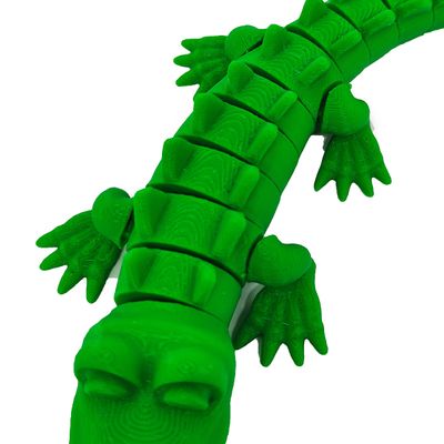 Jacaré Articulado em Impressão 3D para Decoração e Brinquedo Verde