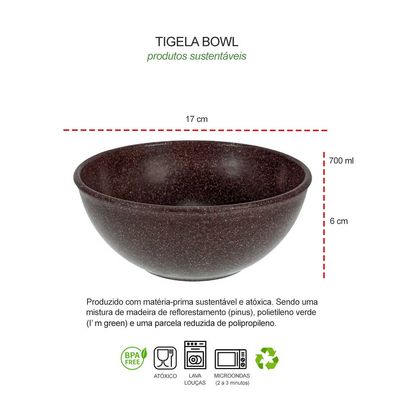 Tigela Bowl Cumbuca Salada Açai Sopa Marrom BPA Free 700ml