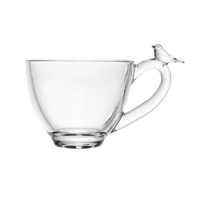 Conjunto 4 Xícaras de Chá Wolff Bird 180ml com Pires Cristal Ecológico Transparente