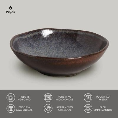 Conjunto de Cumbucas Porto Brasil Orgânico Titanium Azul Escuro 520ml - 6 Peças