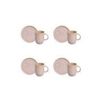 Conjunto de Canecas e Pires Porto Brasil Coup Stoneware Litch Rosa Claro 330ml - 4 Peças