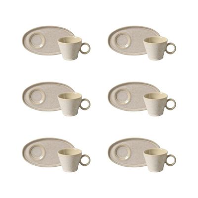 Conjunto de Xícaras de Café com Pires Oval Porto Brasil Neo Latte 110ml - 6 Peças