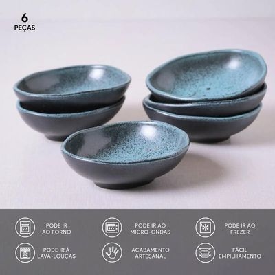 Conjunto de Cumbucas Oval Porto Brasil Orgânico Night Sky 265ml - 6 Peças