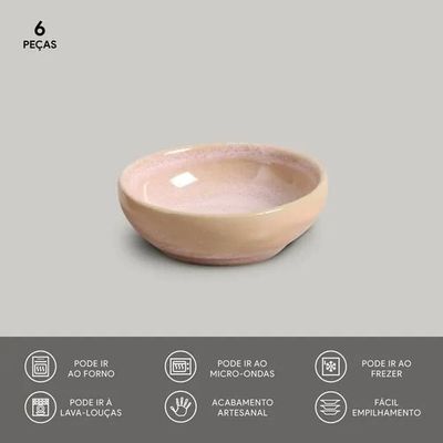 Conjunto de Ramequins Médios Porto Brasil Orgânico Litchi com 6 Peças 70ml – Rosa Claro