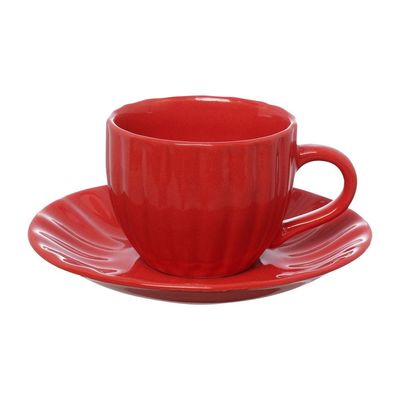 Jogo de Xícaras para Chá Hauskraft Bella com Pires Vermelho 150ml – 4 Peças