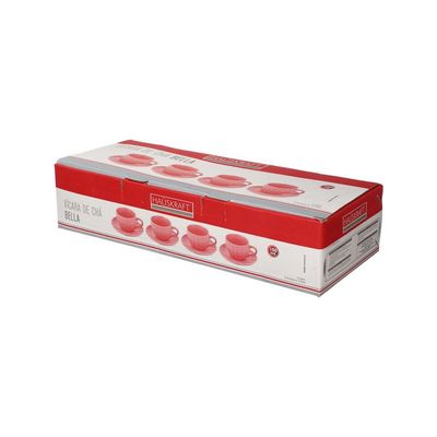 Jogo de Xícaras para Chá Hauskraft Bella com Pires Rosa 150ml – 4 Peças