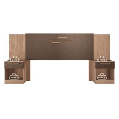 Cabeceira para Cama Casal Santos Andirá Chicago com 2 Gavetas – Wood/Couro Terracota
