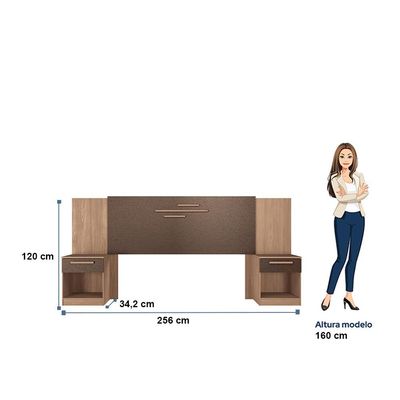 Cabeceira para Cama Casal Santos Andirá Chicago com 2 Gavetas – Wood/Couro Terracota