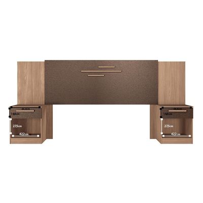 Cabeceira para Cama Casal Santos Andirá Chicago com 2 Gavetas – Wood/Couro Terracota