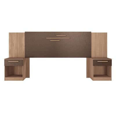 Cabeceira para Cama Casal Santos Andirá Chicago com 2 Gavetas – Wood/Couro Terracota