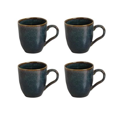 Conjunto de Canecas Porto Brasil Orgânico Oceano em Stoneware Azul 273 ml - 4 Peças