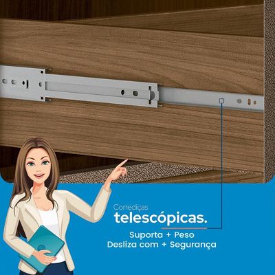 Cabeceira para Cama Casal Santos Andirá Chicago com 2 Gavetas – Wood/Couro Terracota